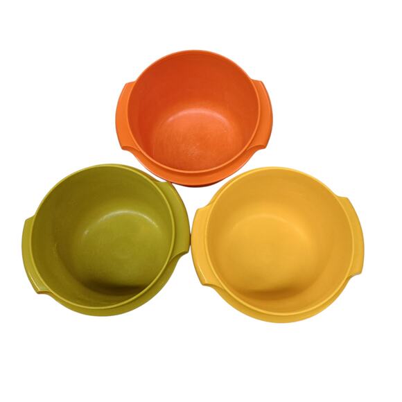 VTG Tupperware Servalier Bowls #886 w/lids Set of 3 - Yellow, Orange, Avocado - Picture 3 of 4